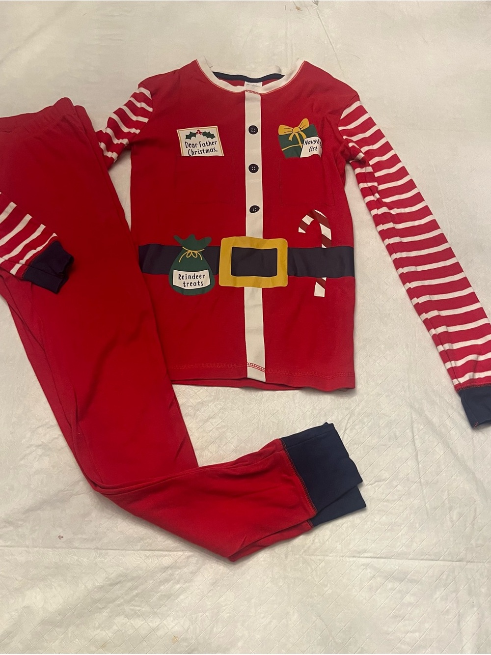 Mini Boden Red and White Striped Holiday Pajama Set size 13